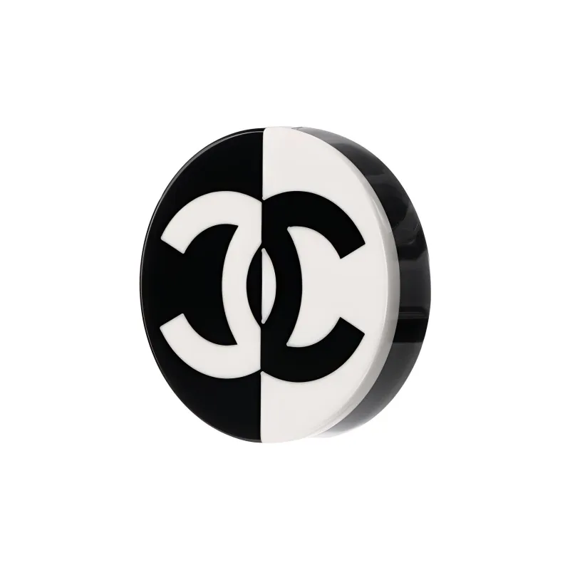 CHANEL Stud Earrings Women's Black White Two-Tone-1