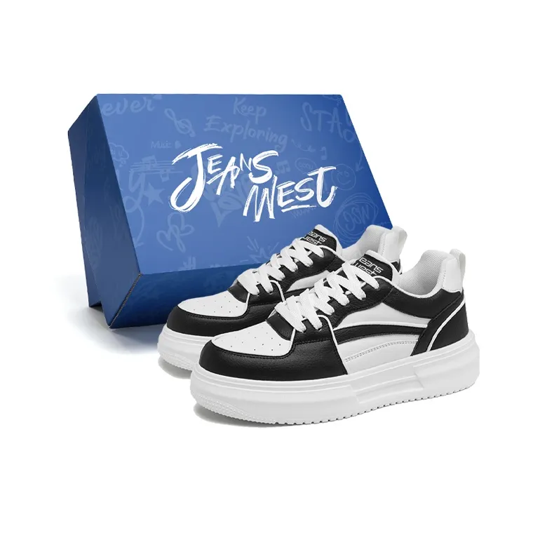 JEANSWEST Cushioning Wear-Resistant Low-Top Round Tip Lace-Up Platform Niche Individual Trendy Skateboard Shoes Men's-7