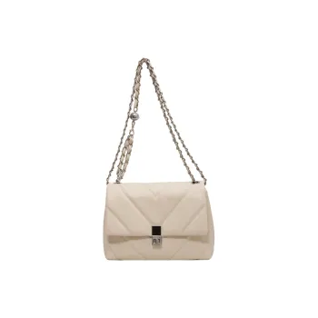 Single Warehouse PU Shoulder Bag Regular Women's Black/White/Ecru