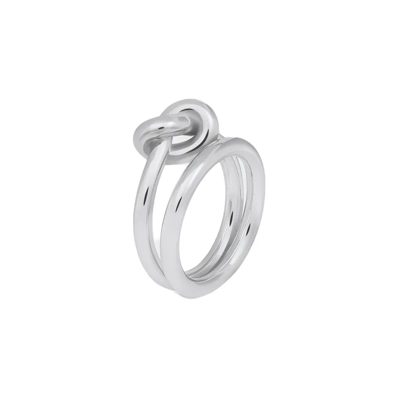 CELINE Knot Double Ring In Brass With Rhodium Finish-1