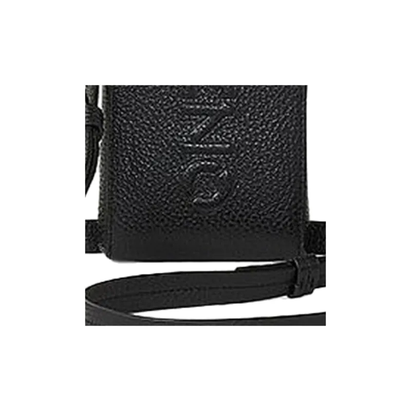 KENZO Letter Logo Leather Cell Phone Pouch, Crossbody Bag, Shoulder Bag Unisex Black-4
