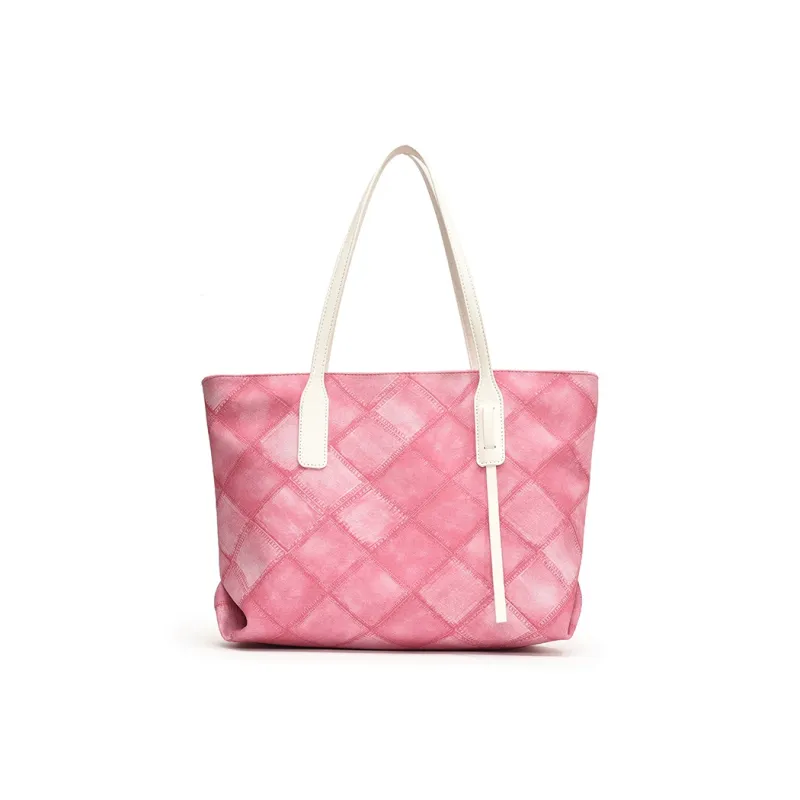Single Warehouse PU Tote Bag, Shopping Bag, Shoulder Bag Women's Black/Light Blue/Pink/Dark Blue-4
