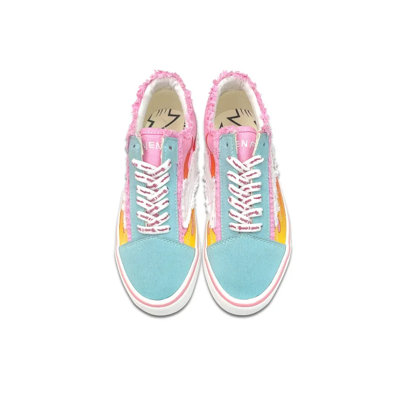 REVENFE X SPOTM x BURNING FLAME Slip Resistant, Breathable, Lightweight Low Top Canvas Shoes Unisex-13