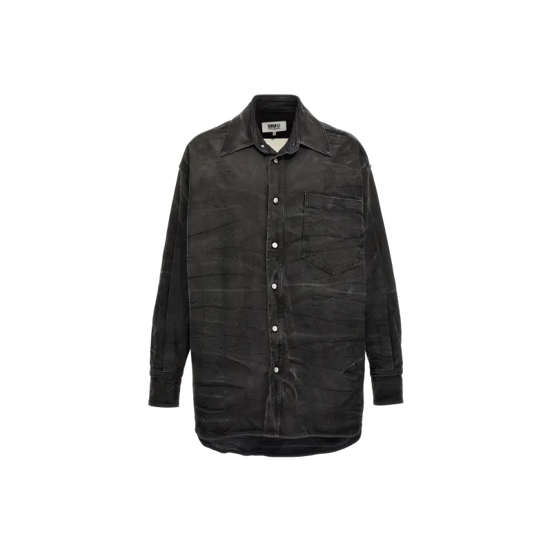 MM6 Maison Margiela Crinkled Denim Overshirt-0