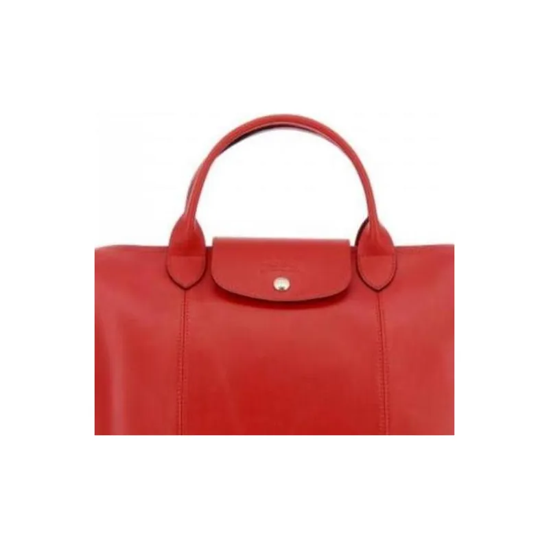 LONGCHAMP Le Pliage Genuine Leather One Shoulder Handbags Women's Red-4