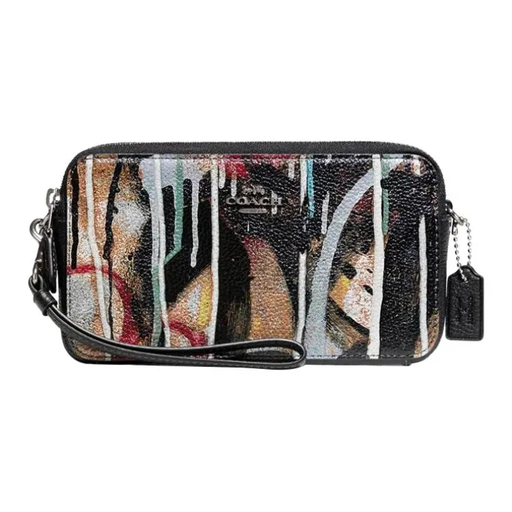 COACH MINT+SERF Collaboration Kira Glossy Pebbled Leather Shoulder Bag Crossbody Bag Small Size Women's Black-0