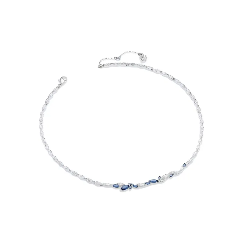 Swarovski Louison Rhodium Plated Necklaces Women's Blue-2