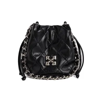 JACD PU Bucket Bag, Crossbody, One Shoulder Handbag Women's Crystal White/Obsidian Black