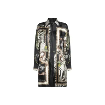 Roberto Cavalli Jewellery Foulard print Silk Shirt Dress
