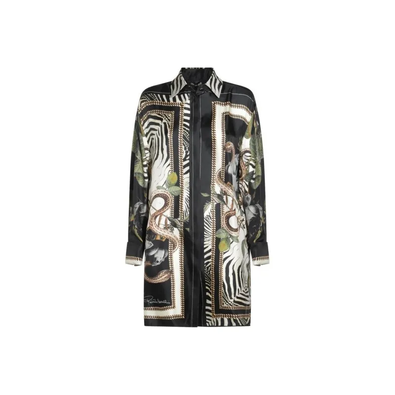 Roberto Cavalli Jewellery Foulard print Silk Shirt Dress-0