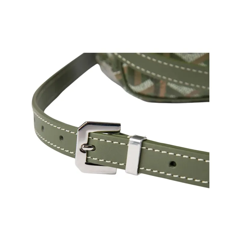 GOYARD Cap Vert Canvas With Calfskin Crossbody Bag, Shoulder Bag Unisex Khaki Green-5