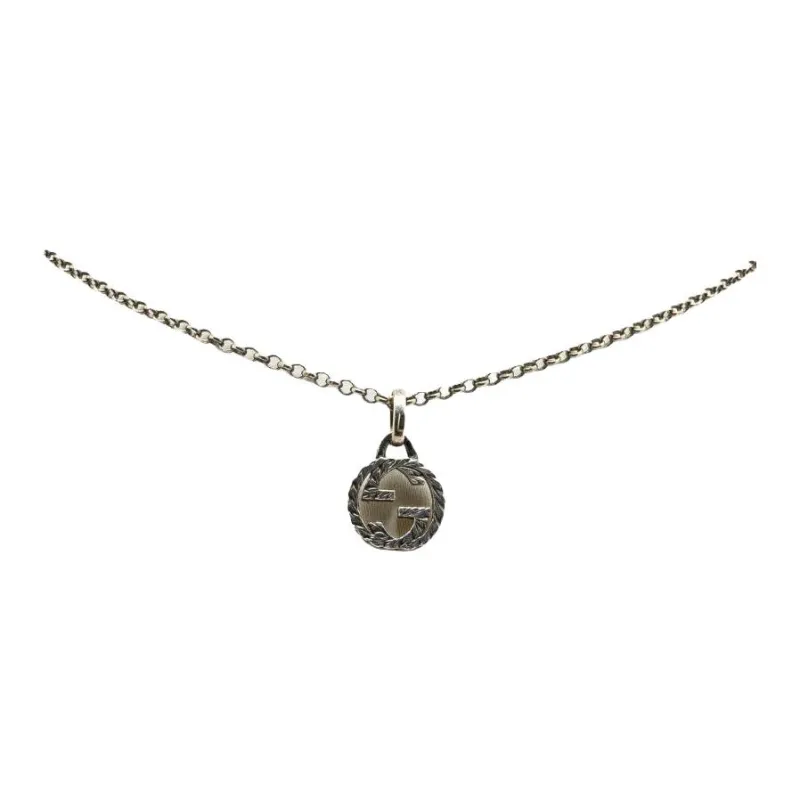 GUCCI 2000 2015 Sterling Silver Interlocking G Pendant Necklace-0