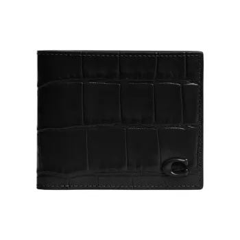 COACH Wallet Leather With Refined Calfskin Wallet Mini Men's Black