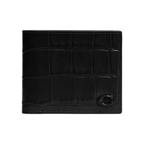 COACH Wallet Leather Patchwork Calfskin Wallet Mini Men's Black