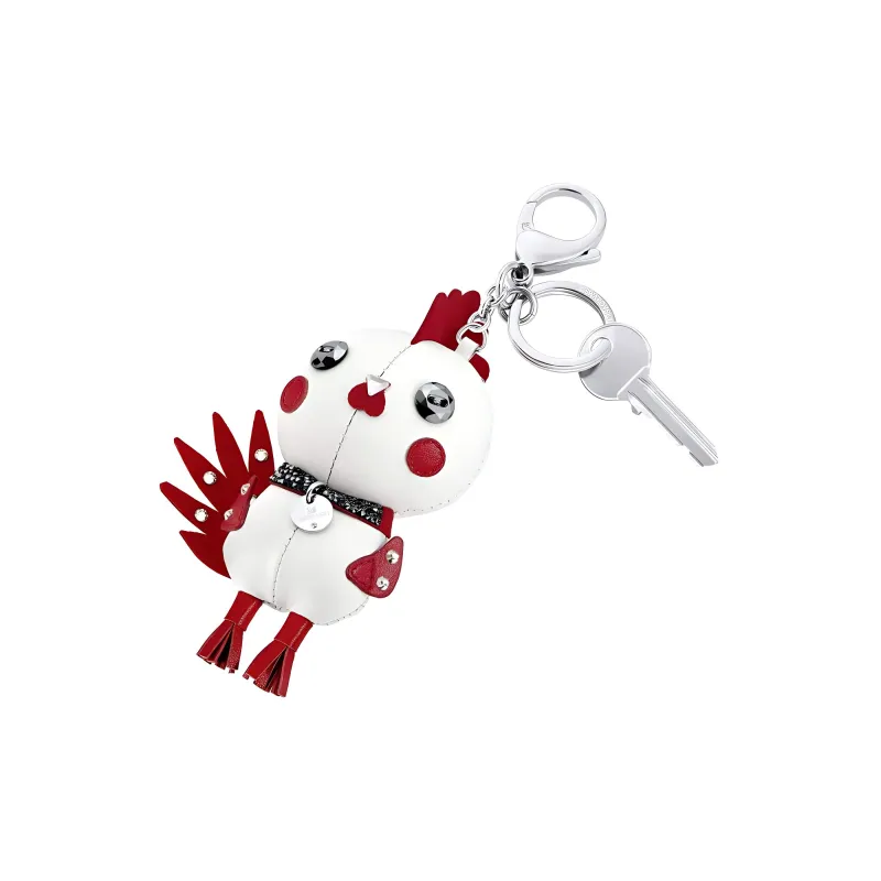 Swarovski Leather Crystal Stainless Steel Keychains Unisex White-1