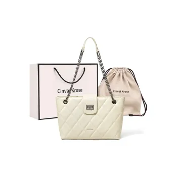 CinvaiKrose Synthetic Leather Tote Bag, Shoulder Bag Large Size Women's Black/Ecru