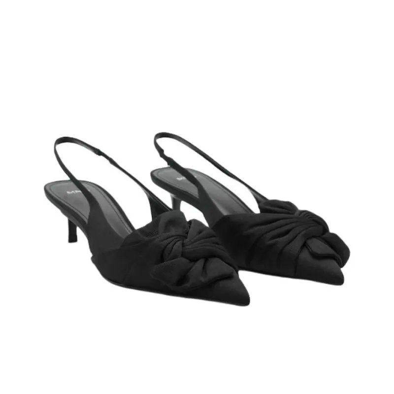 MANGO Slim Heel High Heels 5cm Women's Black-2