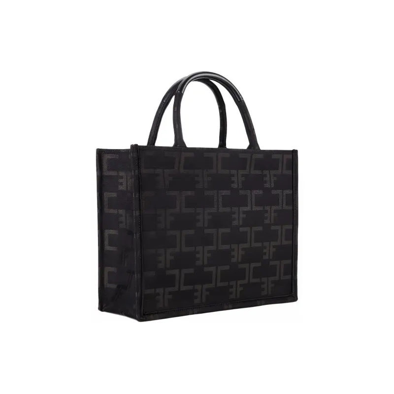 Elisabetta Franchi Cotton And Polyamide Blend Tote Bag Shopping Bag Handbag Small Size Women's Black-1