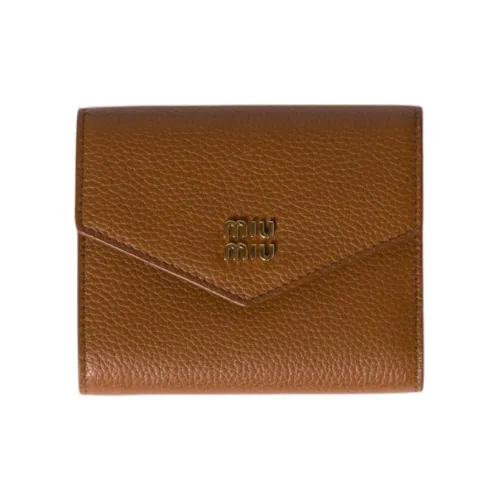 MIU MIU Cow Leather Wallet Women's Brown