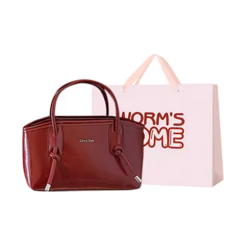 Worm's Home PU Shoulder Bag, Crossbody Bag, Handbag Regular Women's White Black/Burgundy/Coffee