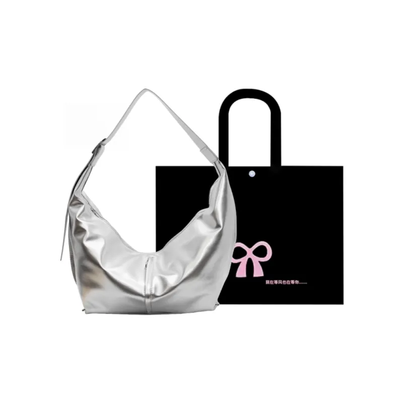 HACIN PU Shoulder Bag Regular Women's White/Silver/Black/Blue/Pink-4