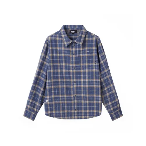 PJ's Vigor Shirts Unisex Blue And Beige Plaid