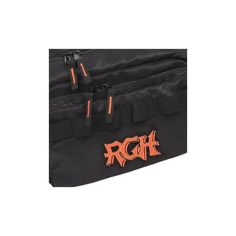 Rough Enough Canvas Fanny Pack Handbag Sling Bag Large Size Men's Black Orange-4