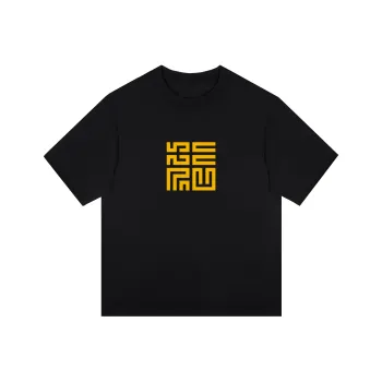 Kepu T Shirt Unisex Black Print Yellow