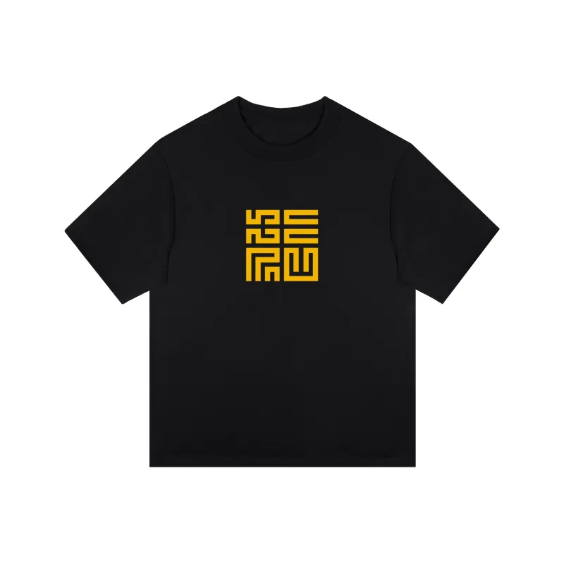 Kepu T Shirt Unisex Black Print Yellow-0