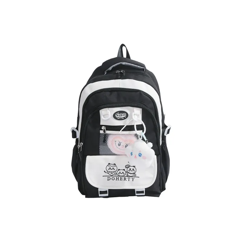 Yalu Nylon Fabric Backpack Regular Unisex Pink/Black/Blue/Green/Yellow-5