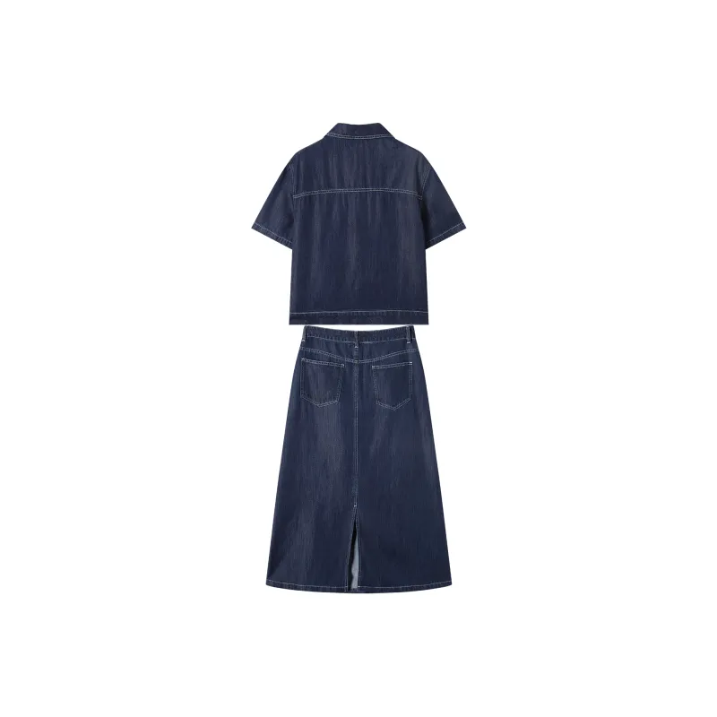 DIALOGUE Skirt Set Women's Denim Blue-1