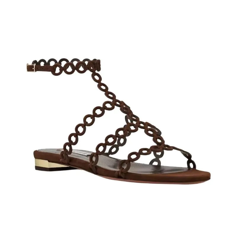 AQUAZZURA Infinity Chain Roman Sandals Women's Umber-2