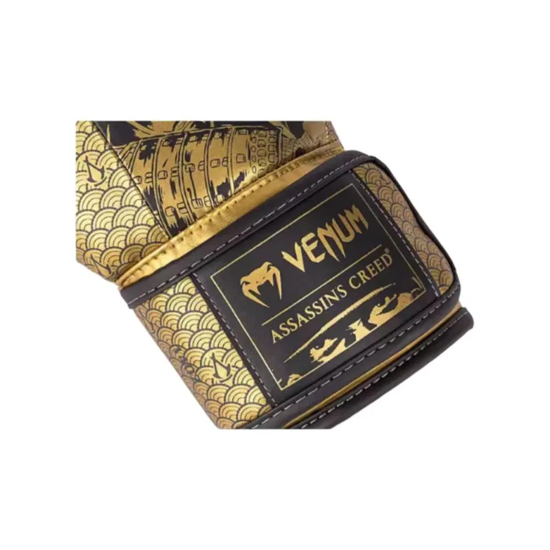 VENUM Boxing Gloves PU Leather Unisex Black/Gold Color-3