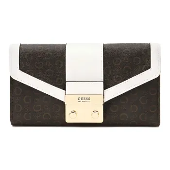 GUESS Polyvinyl Chloride Clutches Wallets Women's Brown