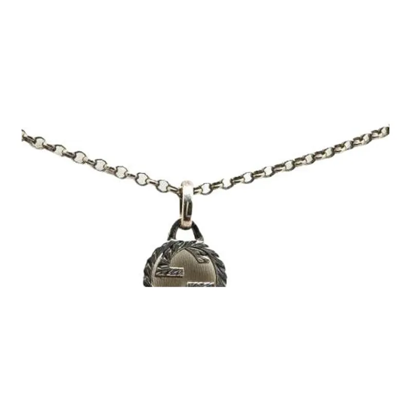 GUCCI 2000 2015 Sterling Silver Interlocking G Pendant Necklace-1
