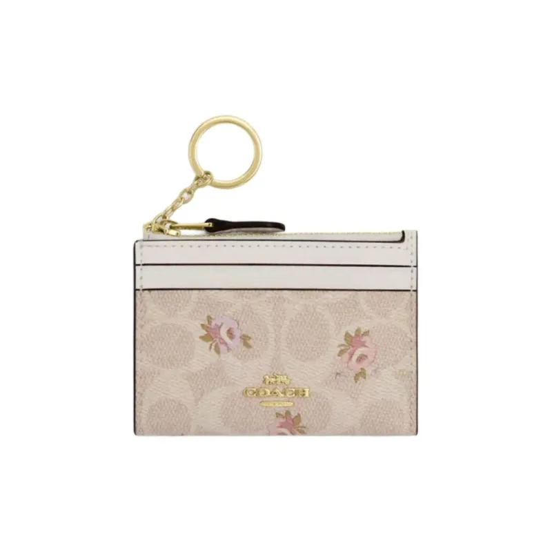 COACH Skinny Id Case Coated Canvas Card Holder Mini Women's Gold & Sand-0