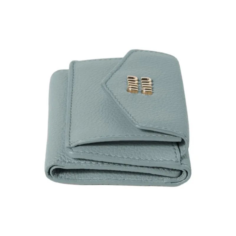 MIU MIU Cow Leather Wallet Small Size Unisex Light Green-1