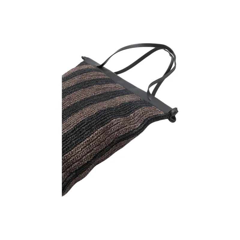 ALYSI Raffia With Leather Handbag Tubas Women's Chocolate-3