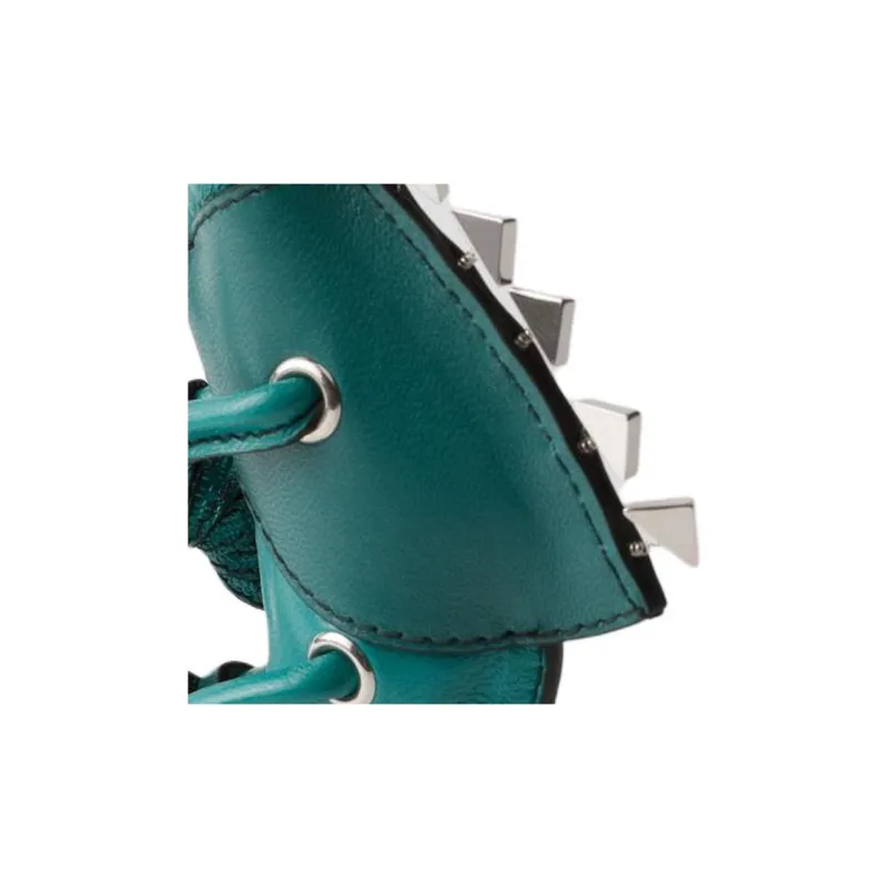 PRADA Leather Key Ring Bag Accessories Unisex Emerald Green-4