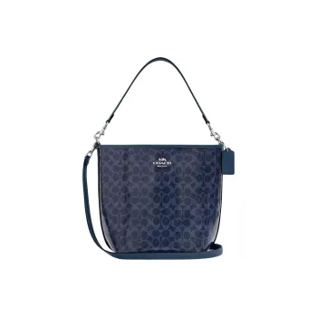 COACH City Coated Canvas Bucket Bag, Shoulder Bag Tubas Women's Dark Blue
