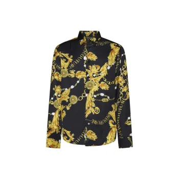 VERSACE JEANS Chain Couture Printed Button Up Shirt