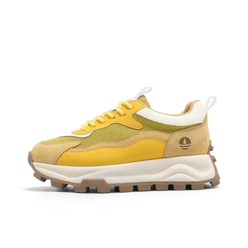 NAVIGARE Small Sailboats Height Increasing Low Top Casual Shoes Women's Yellow