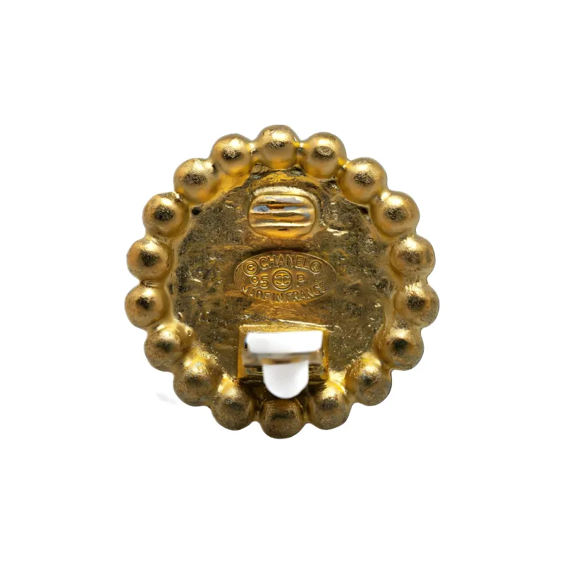 CHANEL 1995 Cc Button Clip on Earrings-2