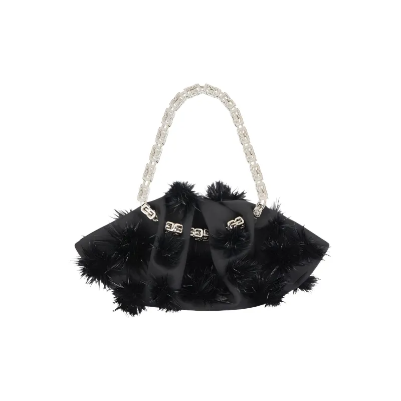 GIVENCHY Kenny Fabric With Sheepskin Patchwork Handbag Mini Women's Black-2