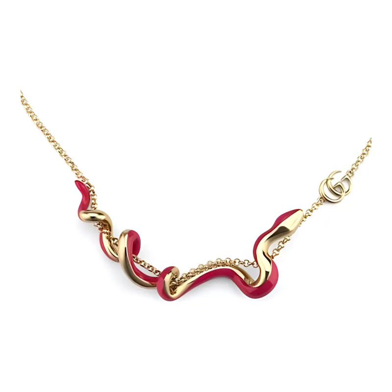 GUCCI Enamel Necklaces Unisex Gold-2
