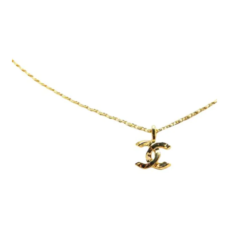 CHANEL 1982 Plated Cc Pendant Necklace Costume Necklace-2