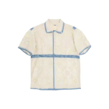 BODE Crochet Ladderwork Short Sleeve Shirt