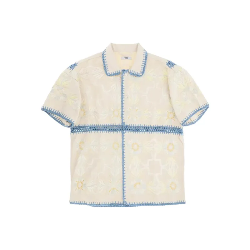 BODE Crochet Ladderwork Short Sleeve Shirt-0