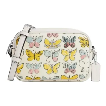 COACH Jamie Coated Canvas Camera Bag, Shoulder Bag, Crossbody Bag Small Size Women's Silver & Multicolor