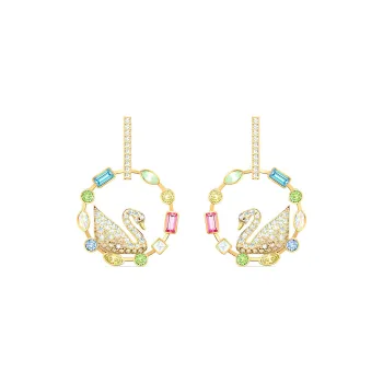Swarovski Rainbow Swan Earrings Women's Light Gradient